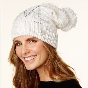 Betsey Johnson LOVE Slouchy Pom-Pom Beanie